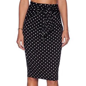NWT Bailey 44 Hyena Polka Dot Black Work Office Pencil Coquette Bow Skirt S